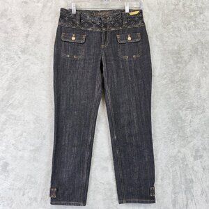 Vintage Louis Vuitton Jeans Women's Size 40 Monogram Waistband Dark Crop Denim